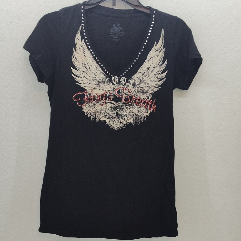 Black Graphic Embellished Short Sleeve Tee